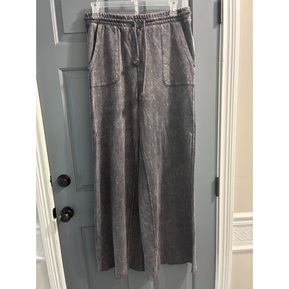 Three Bird Nest Black Relaxing Robin Wide-Leg Drawstring Women's Casual Pants Lg - Picture 2 of 8